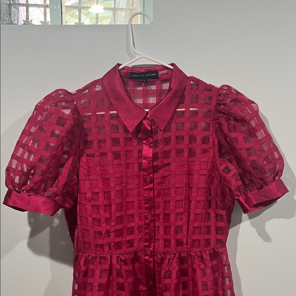 🍷 English Factory Gridded Organza Tiered Maxi Dress – Size L, NWOT 🍷 - Picture 9 of 14